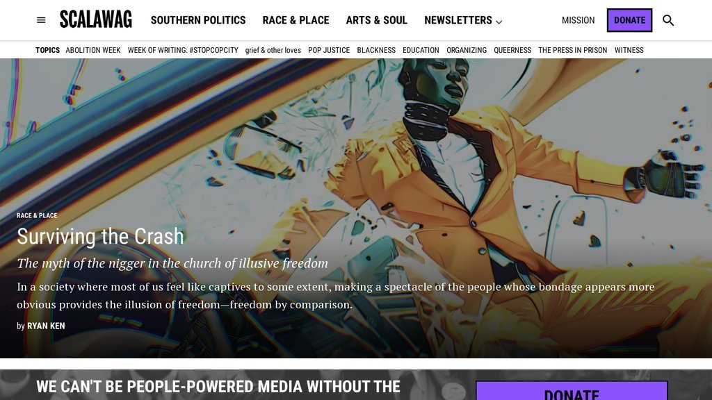 Screenshot of the Scalawag website
