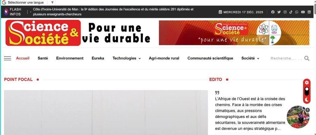 Screenshot of the Science et société website