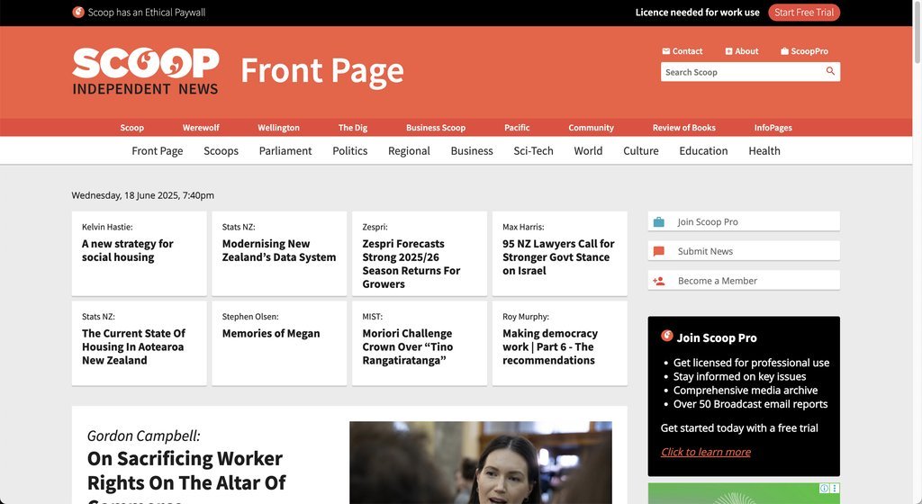 Screenshot of the Scoop website
