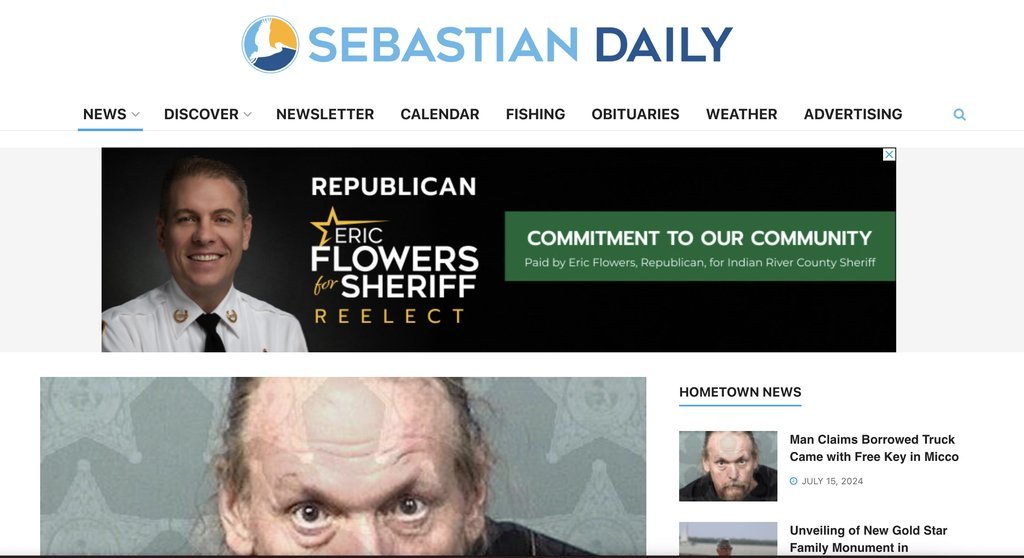 Screenshot of the Sebastian Daily website