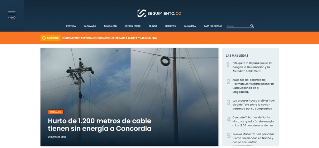 Screenshot of the Seguimiento.Co website