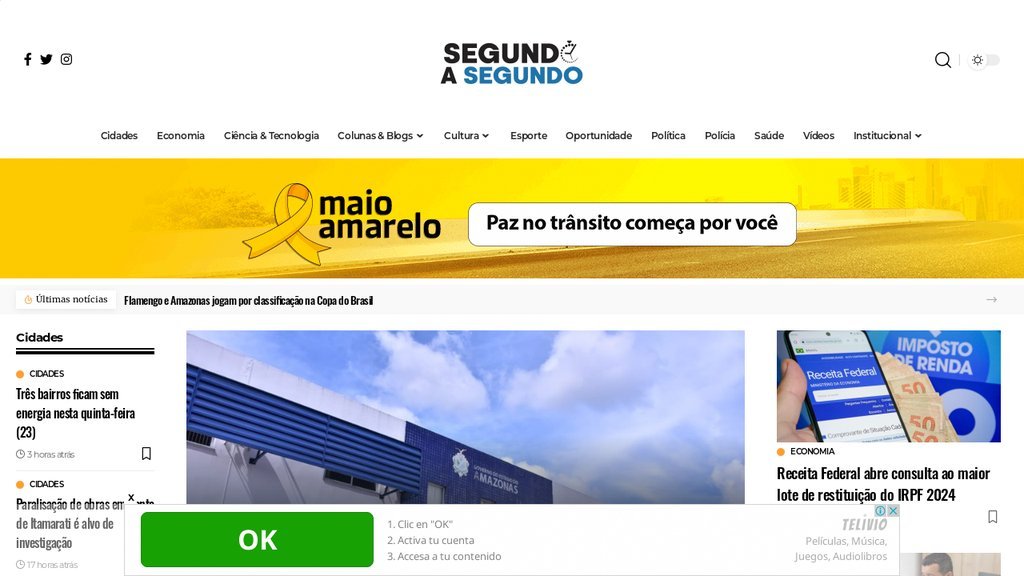 Screenshot of the Segundo a Segundo website