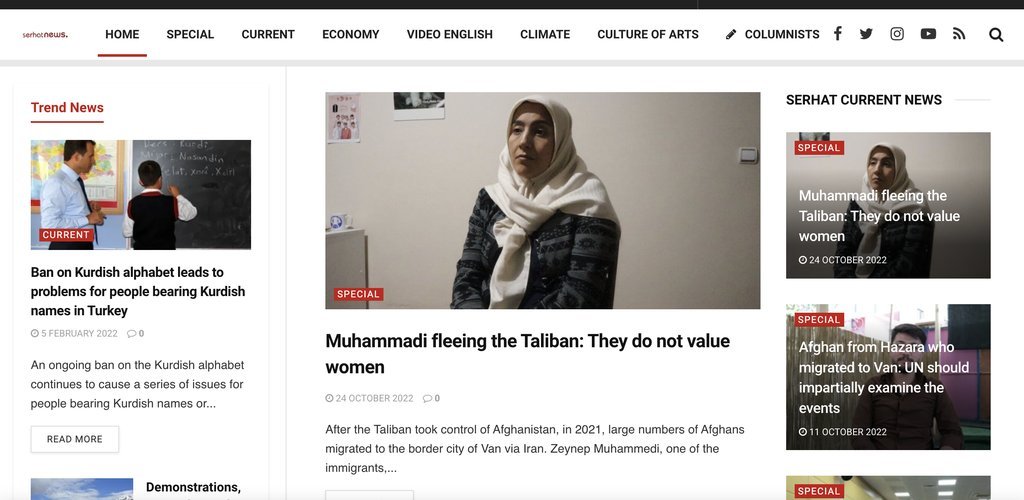 Screenshot of the Serhat News website