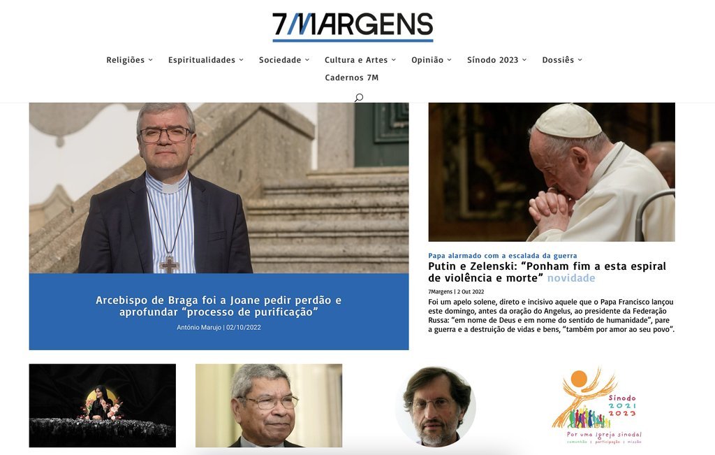 Screenshot of the Sete Margens website