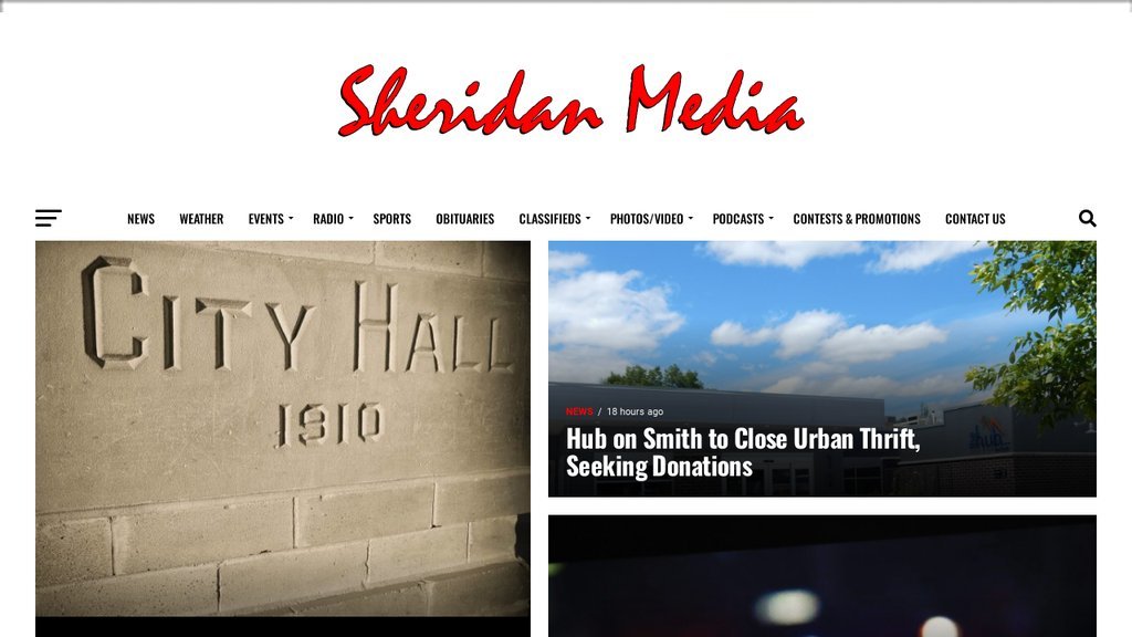 Screenshot of the Sheridan Media website