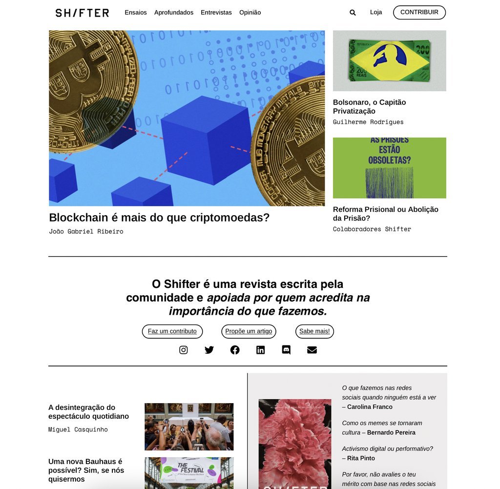 Screenshot of the Shifter website