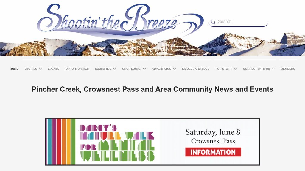 Screenshot of the Shootin' the Breeze website