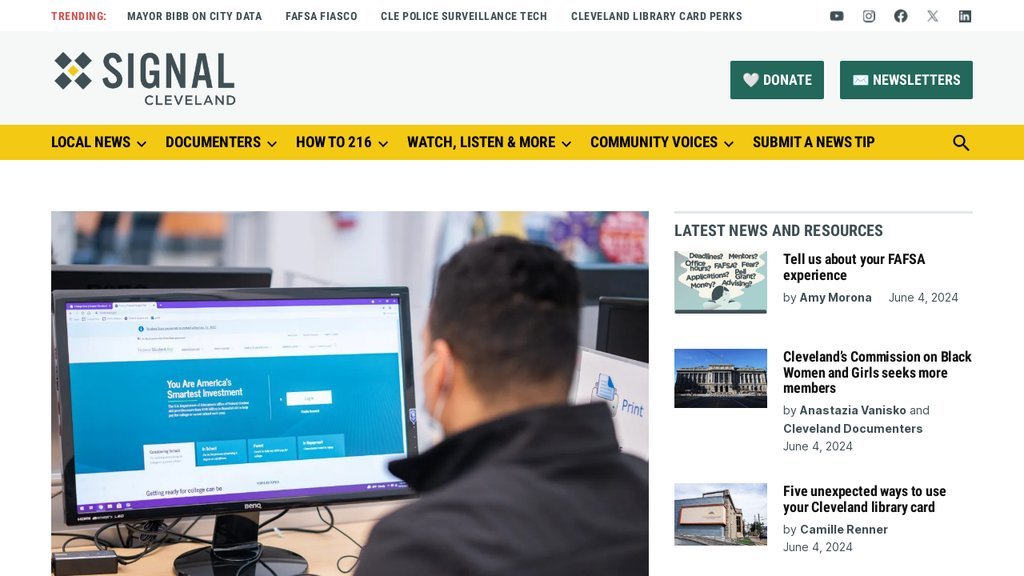 Screenshot of the Signal Cleveland website