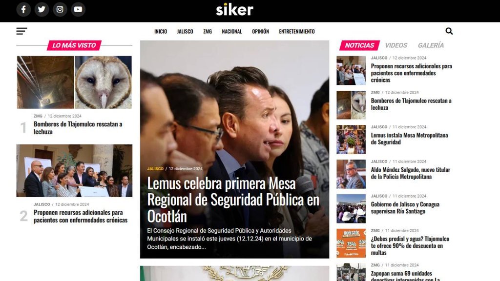 Screenshot of the Siker website