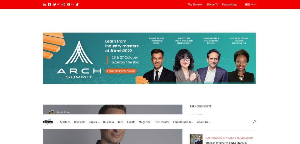 Screenshot of the Silicon Luxembourg website