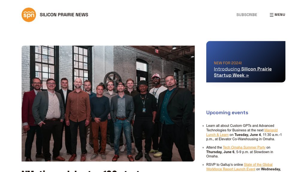 Screenshot of the Silicon Prairie News website