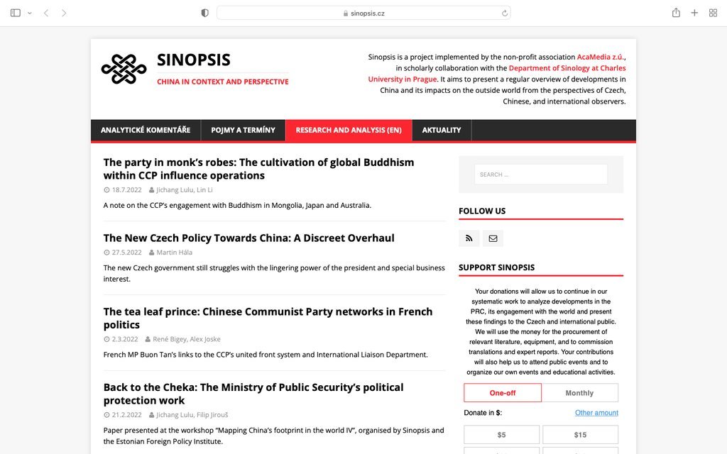 Screenshot of the Sinopsis website