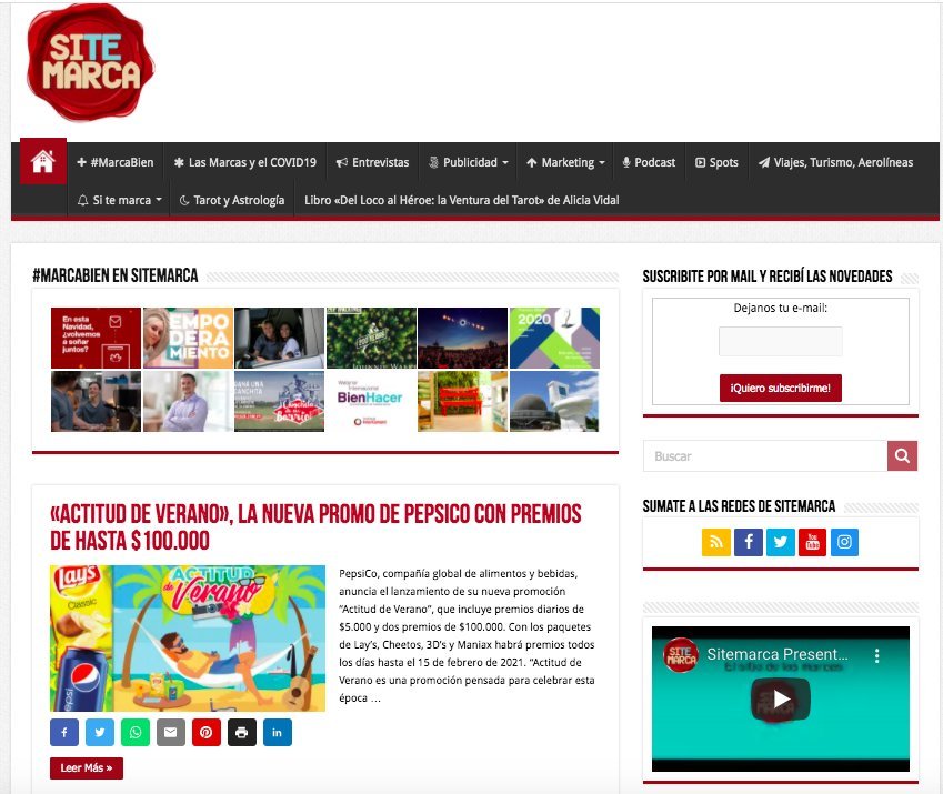 Screenshot of the Sitemarca website