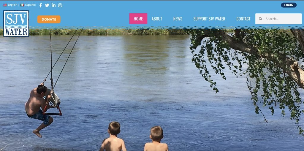 Screenshot of the SJV Water website