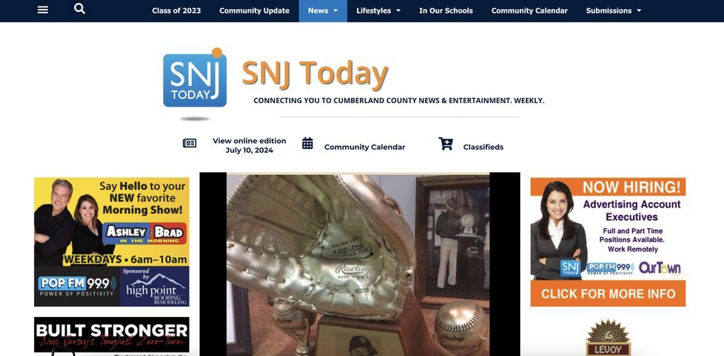 Screenshot of the SNJToday.com website