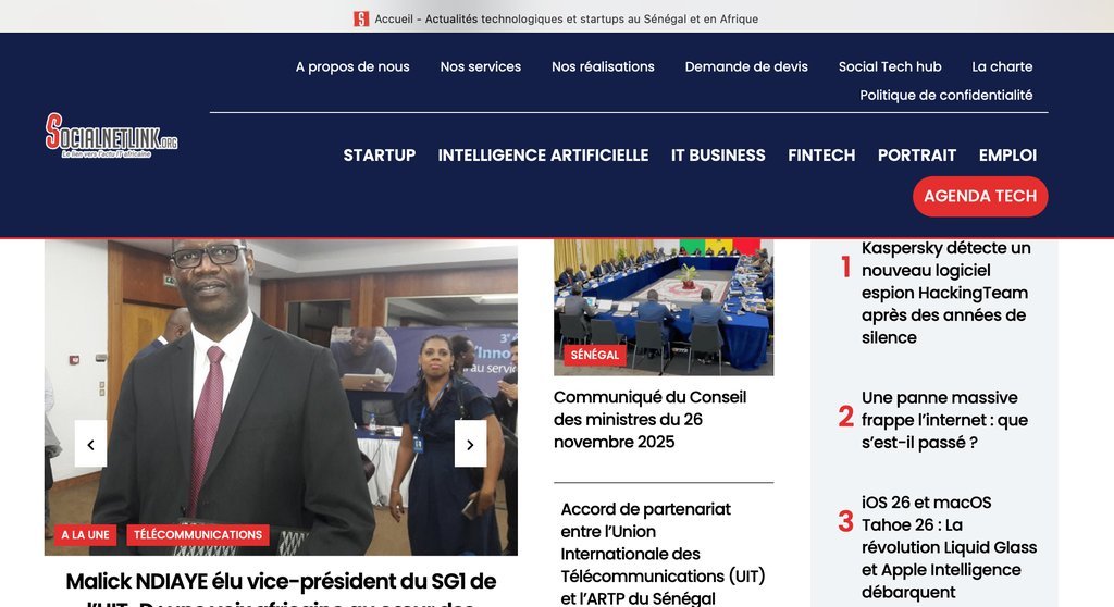 Screenshot of the Social Net Link website