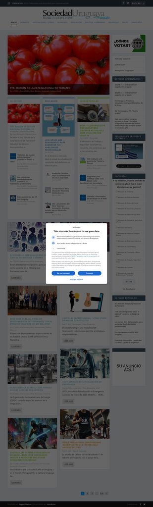 Screenshot of the sociedad uruguaya website