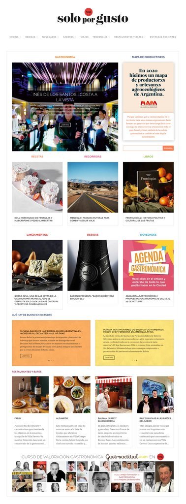 Screenshot of the Solo Por Gusto website