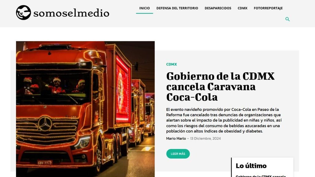 Screenshot of the Somos El Medio website