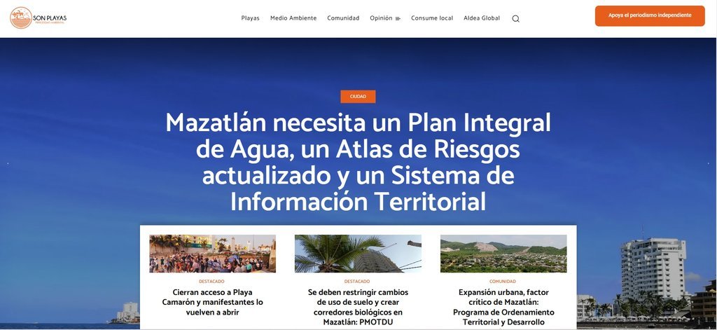 Screenshot of the Son Playas | Noticias Ambientales website
