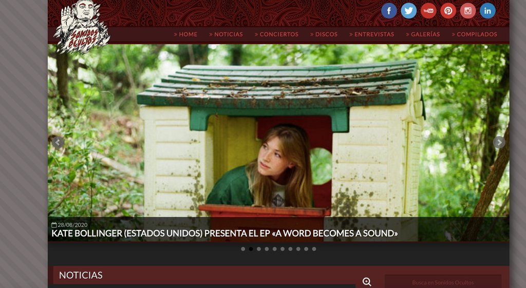 Screenshot of the Sonidos Ocultos website