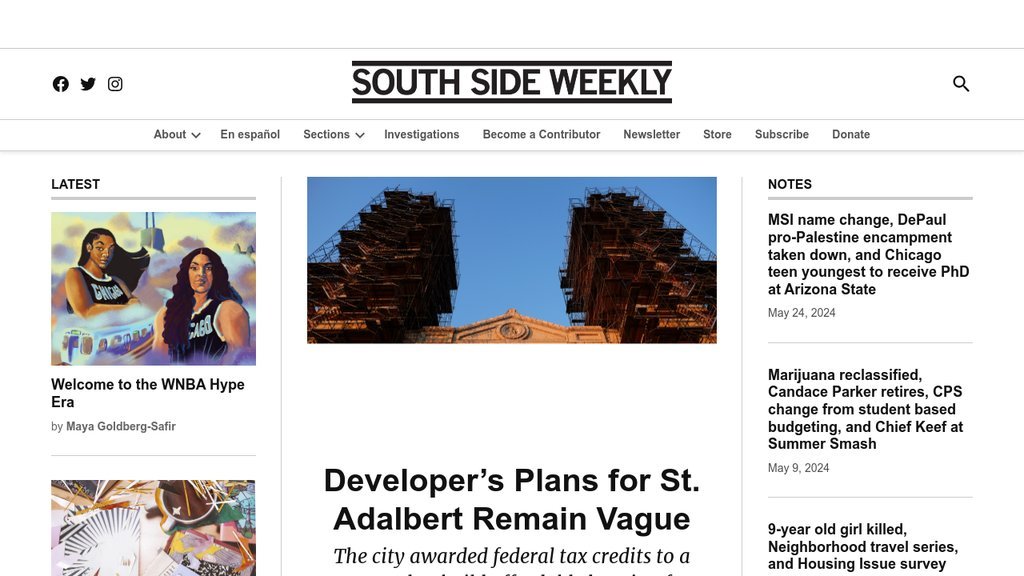 Screenshot of the South Side Weekly website