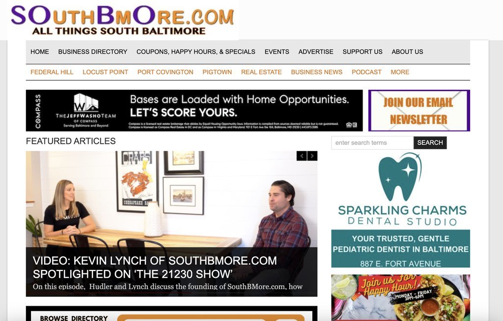Screenshot of the SouthBMore.com website