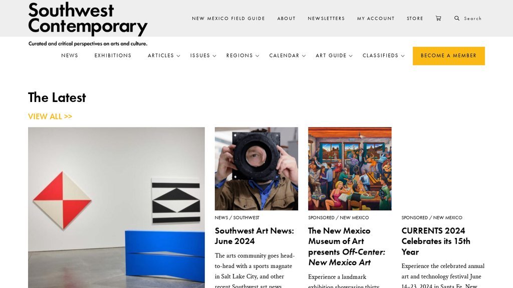 Screenshot of the Southwest Contemporary website