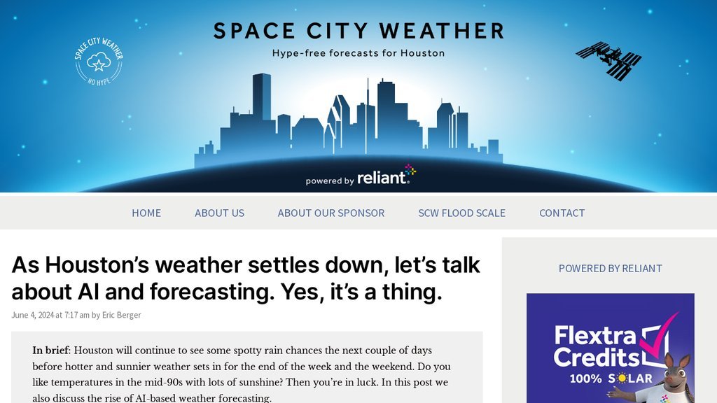 Screenshot of the Space City Weather website