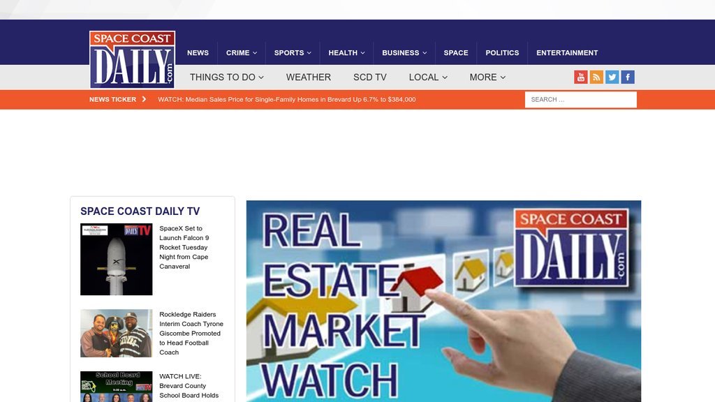 Screenshot of the Space Coast Daily website