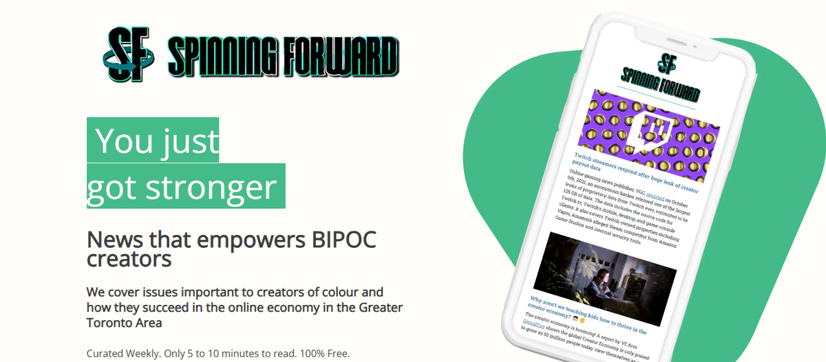 Screenshot of the Spinning Forward website