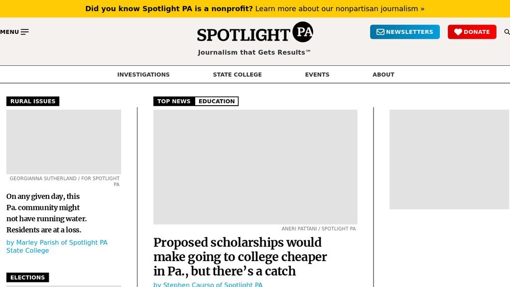 Screenshot of the Spotlight PA website