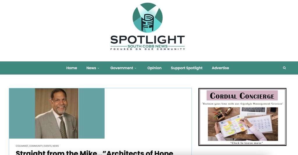Screenshot of the Spotlight South Cobb News website