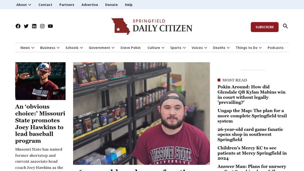 Screenshot of the Springfield Daily Citizen website