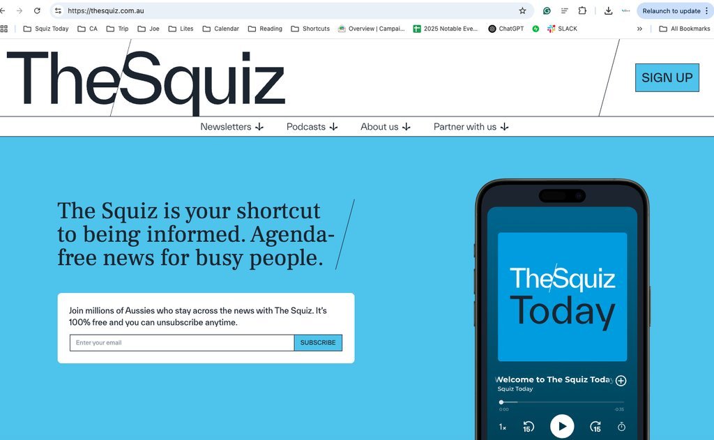 Screenshot of the Squiz Media website