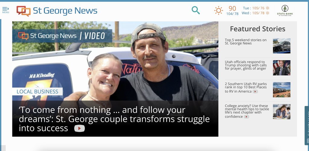 Screenshot of the St George News website