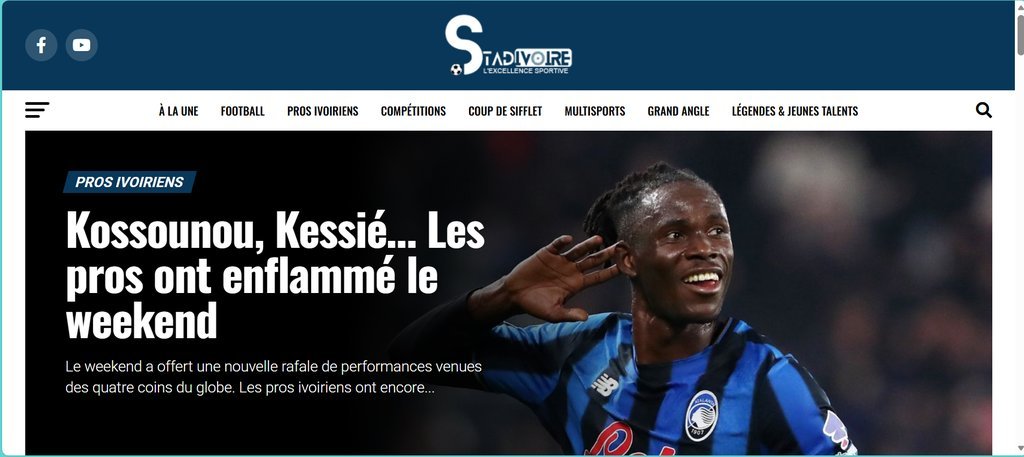 Screenshot of the Stadivoire website
