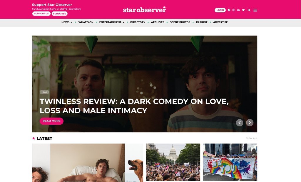 Screenshot of the Star Observer website
