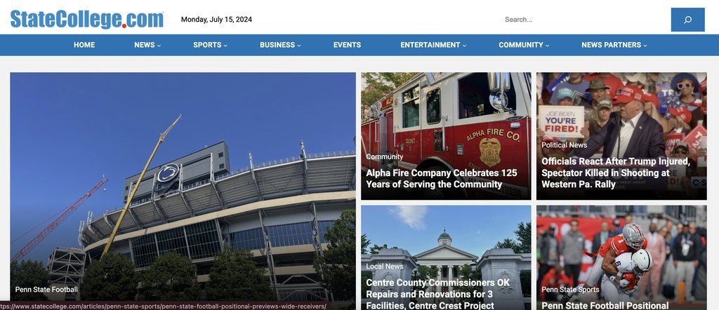 Screenshot of the StateCollege.com website