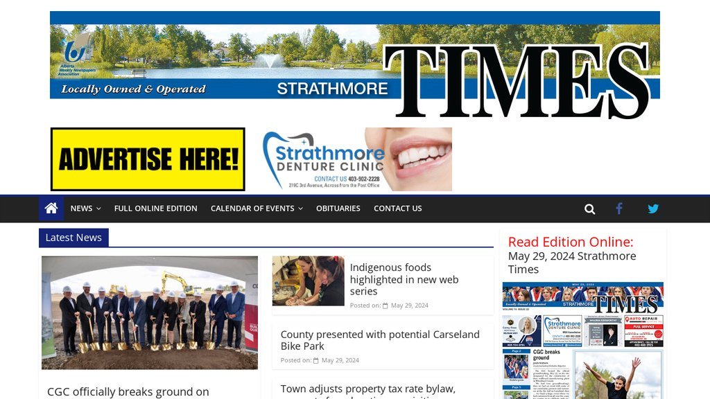 Screenshot of the Stathmore Times website