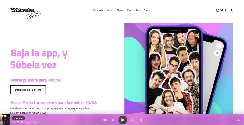 Screenshot of the Subela Radio website