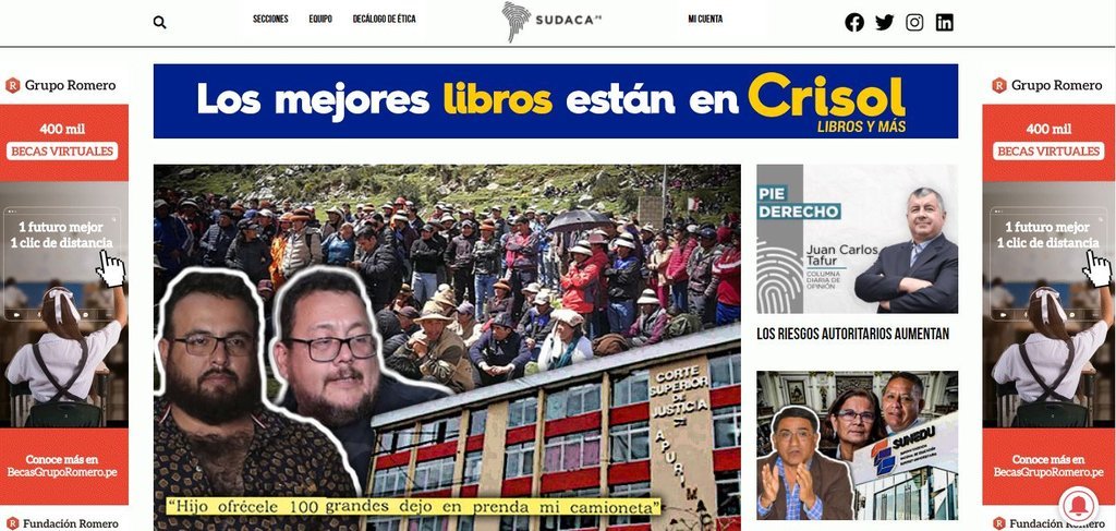 Screenshot of the Sudaca.Pe website