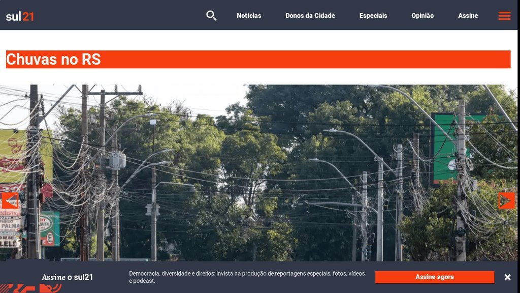 Screenshot of the Sul21 website