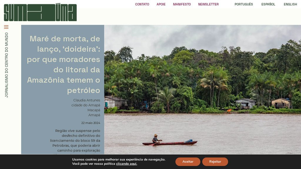 Screenshot of the Sumaúma website