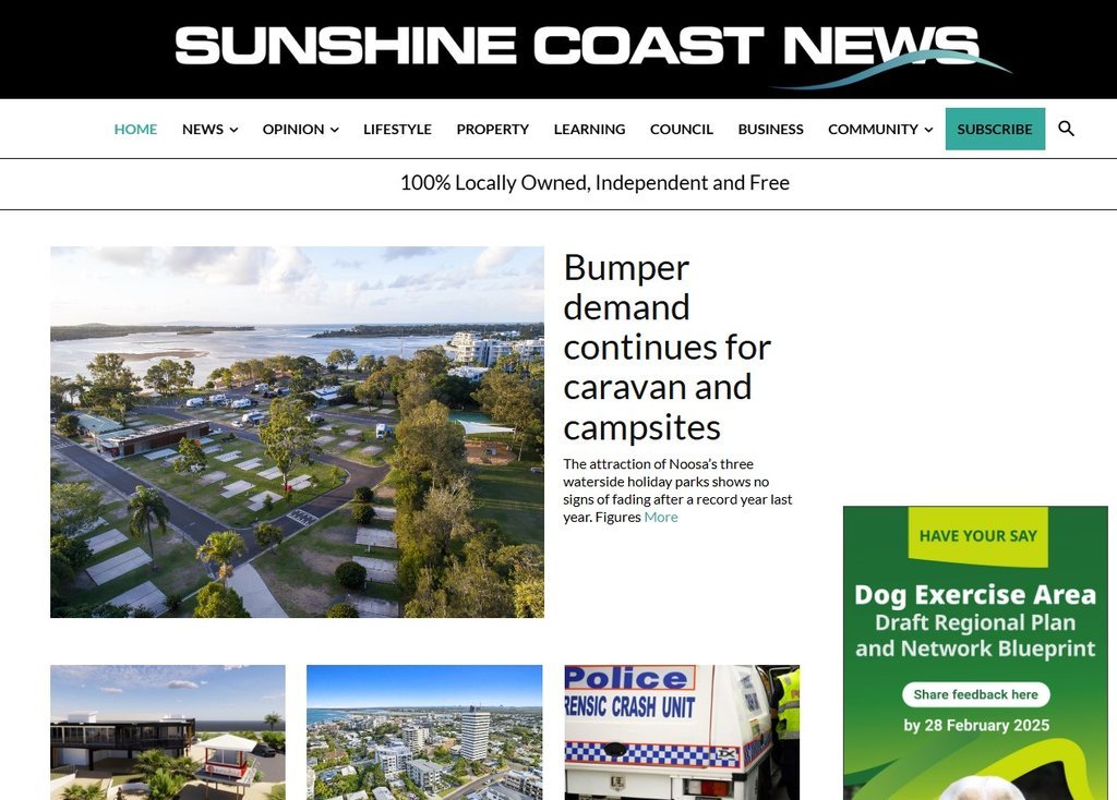 Screenshot of the Sunshinecoast News website