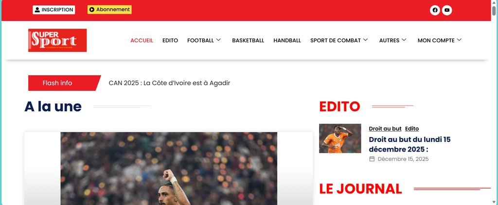 Screenshot of the Super Sport website