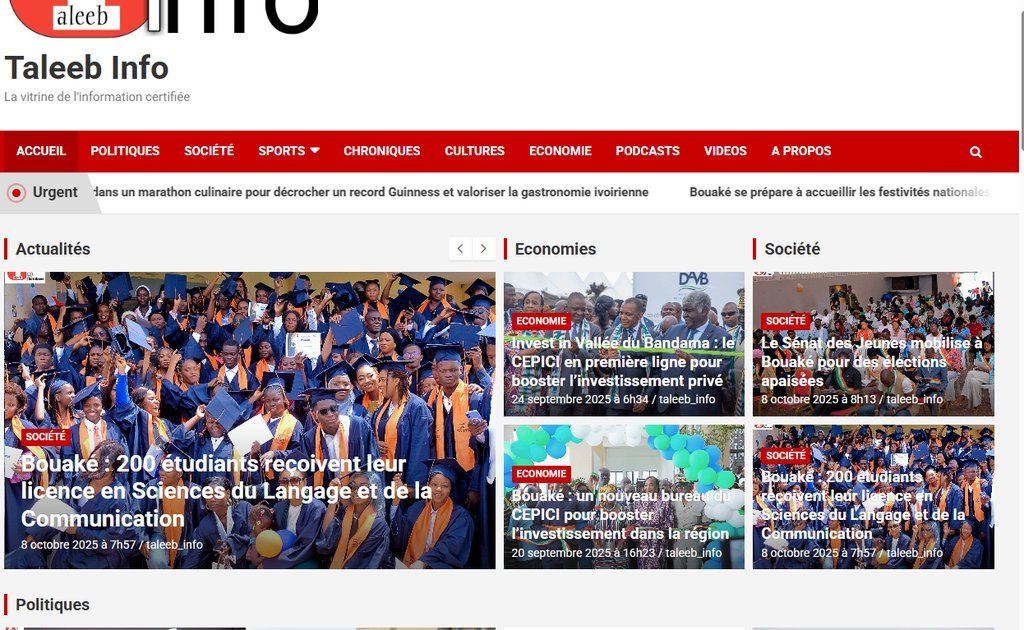 Screenshot of the Taleebinfo.net website