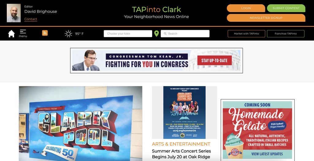 Screenshot of the TAP into Clark website