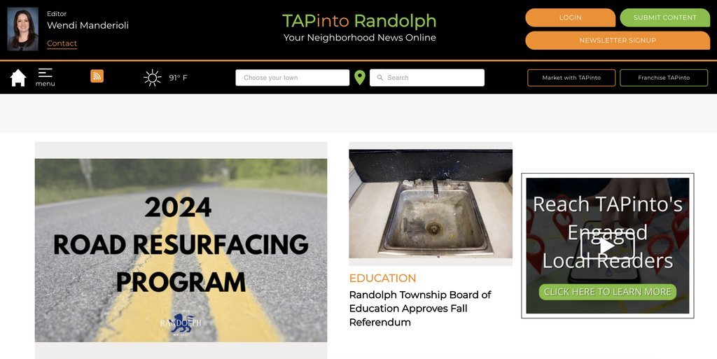 Screenshot of the TAP into Randolph website