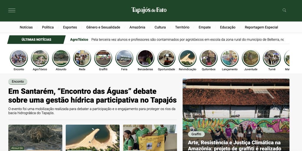 Screenshot of the Tapajós de Fato website